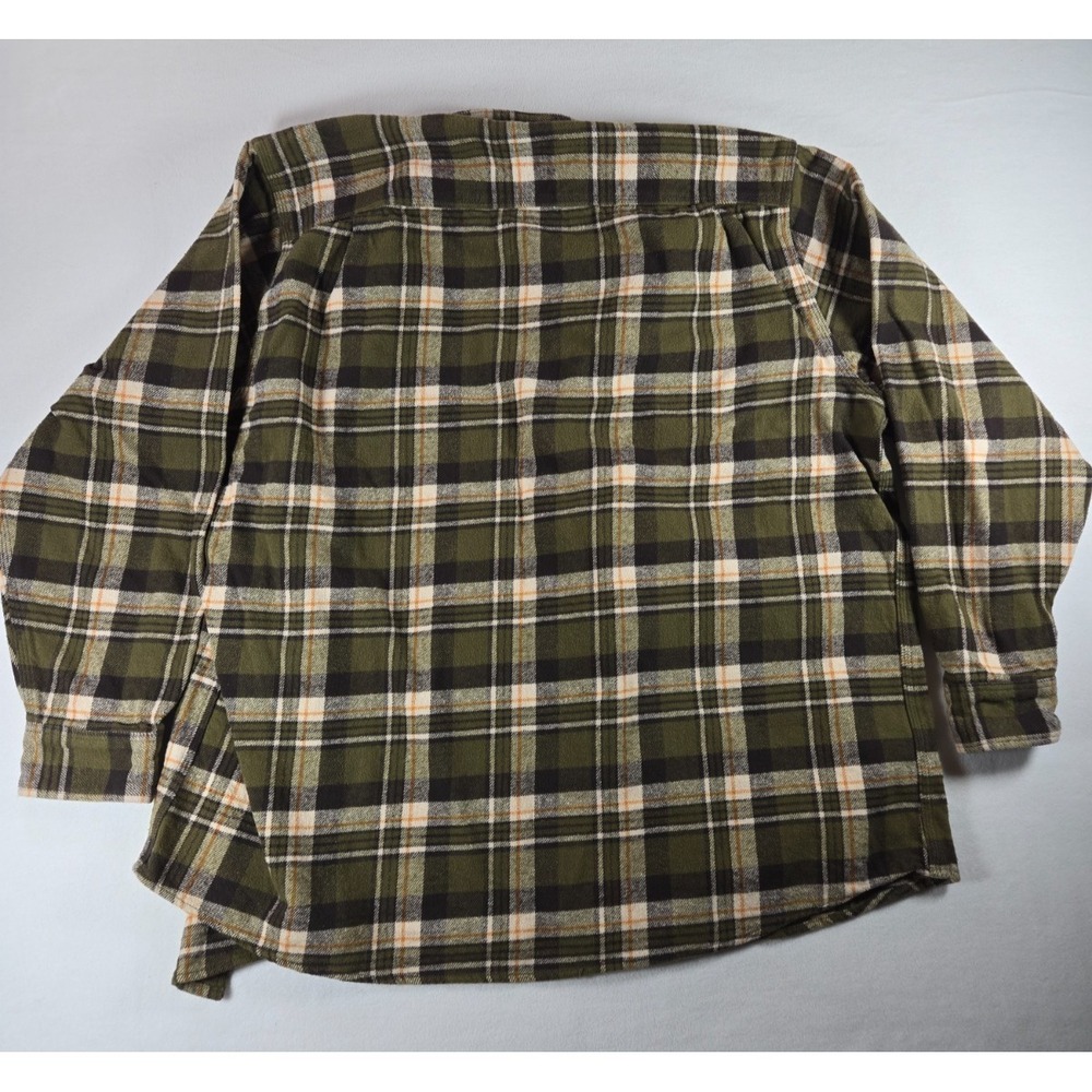SCHMIDT Workwear Carpenter Men's Plaid Flannel Button Up Shirt Brown Cotton 2XLT - Picture 3 of 7